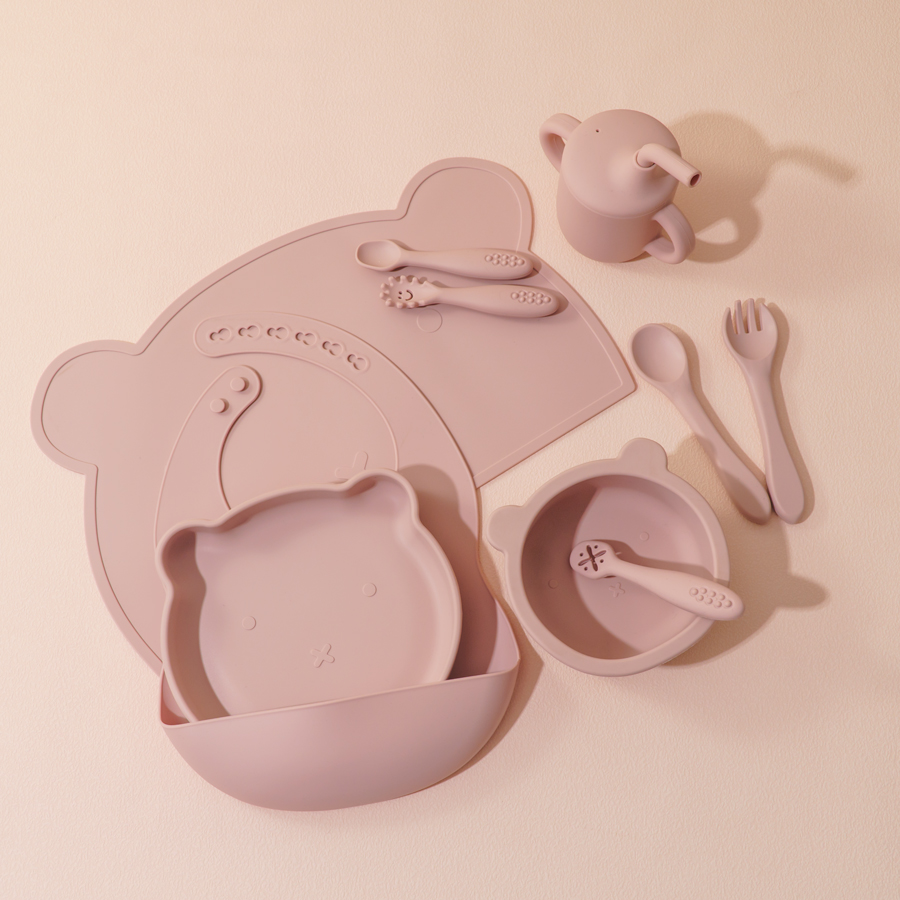 Baby Food Chopper - 8PCS Silicone Baby Feeding Set Adjustable