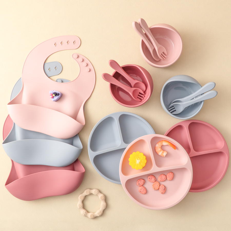 Baby Food Chopper - 5Pcs Baby Silicone Feeding Set Round