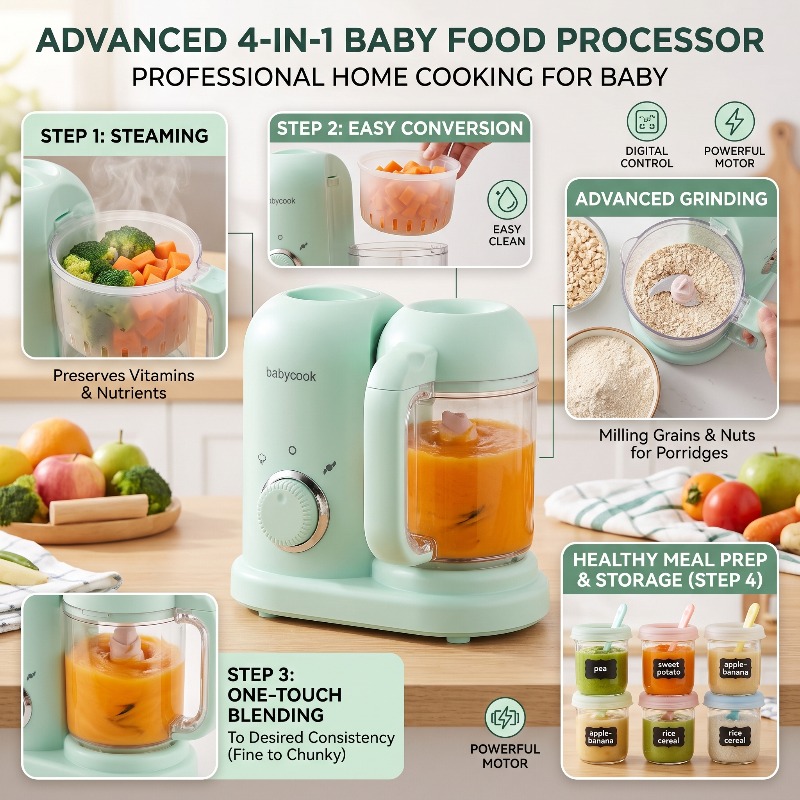 Baby Food Blender And Steamer - Multi-Function High-precision Baby Food Grinder Small