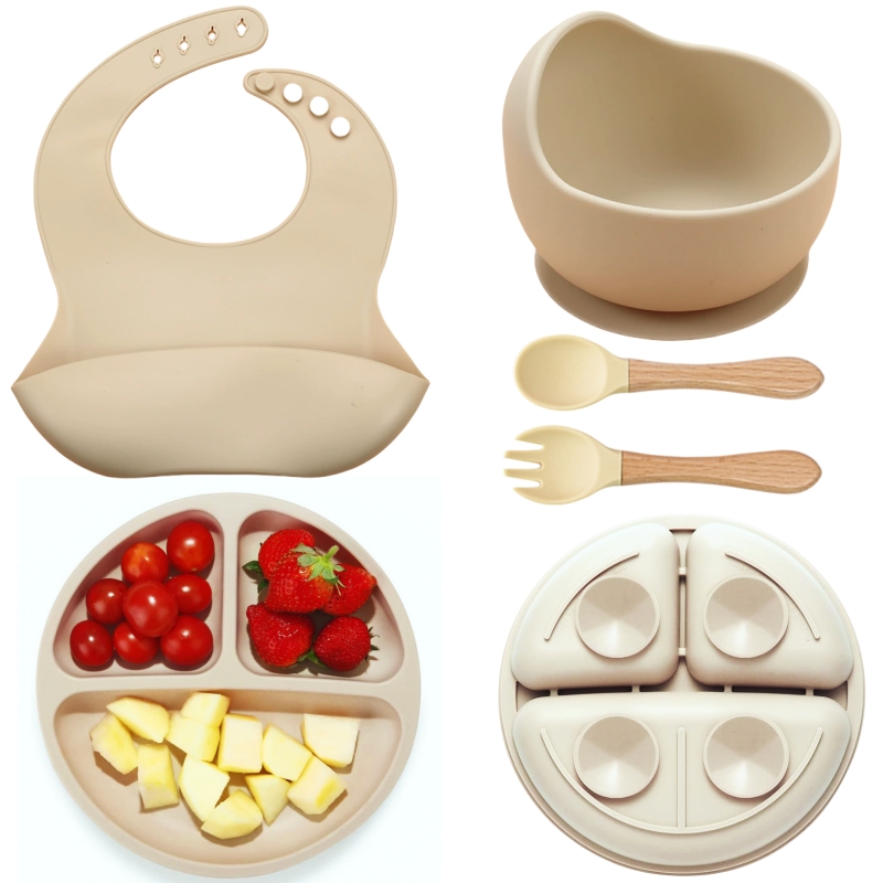 Baby Food Chopper - 5Pcs Silicone Baby Feeding Set Safe